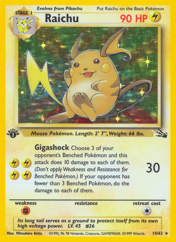 Raichu - Fossil - #14 - Pokemon TCG card