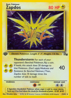 Zapdos #15 Zapdos - Fossil - #15 - Pokemon TCG card