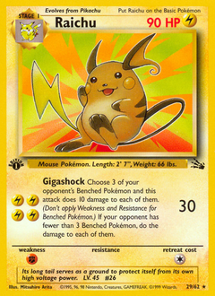 Raichu #29 Raichu - Fossil - #29 - Pokemon TCG card
