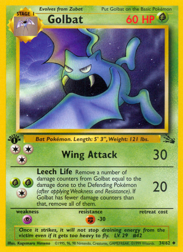 Golbat - Fossil - #34 - Pokemon TCG card