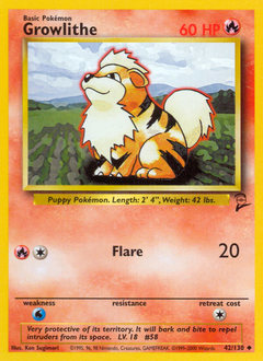 Growlithe - Base Set 2 - #42 - Pokemon TCG card