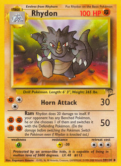 Rhydon #59 Rhydon - Base Set 2 - #59 - Pokemon TCG card