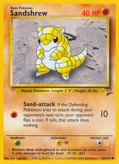 Sandshrew #91 Sandshrew - Base Set 2 - #91 - Pokemon TCG card