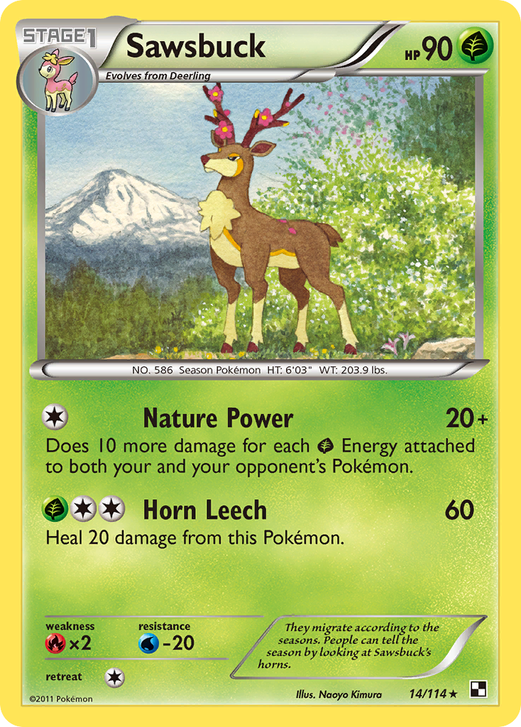 Sawsbuck - Black & White - #14 - Pokemon TCG card