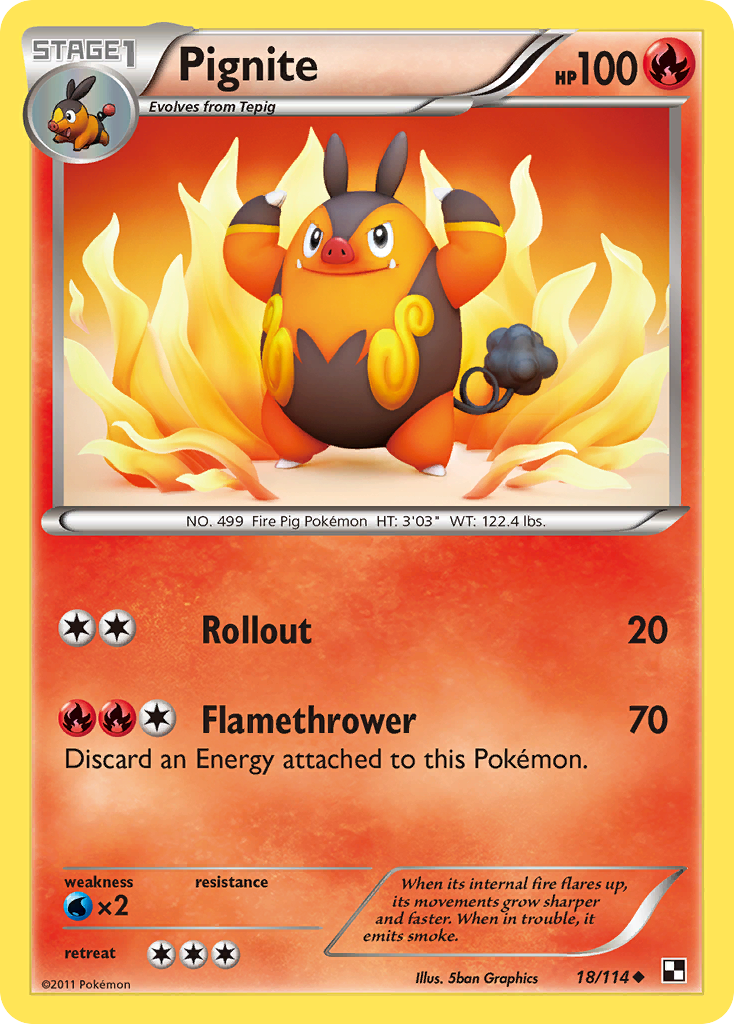Pignite - Black & White - #18 - Pokemon TCG card