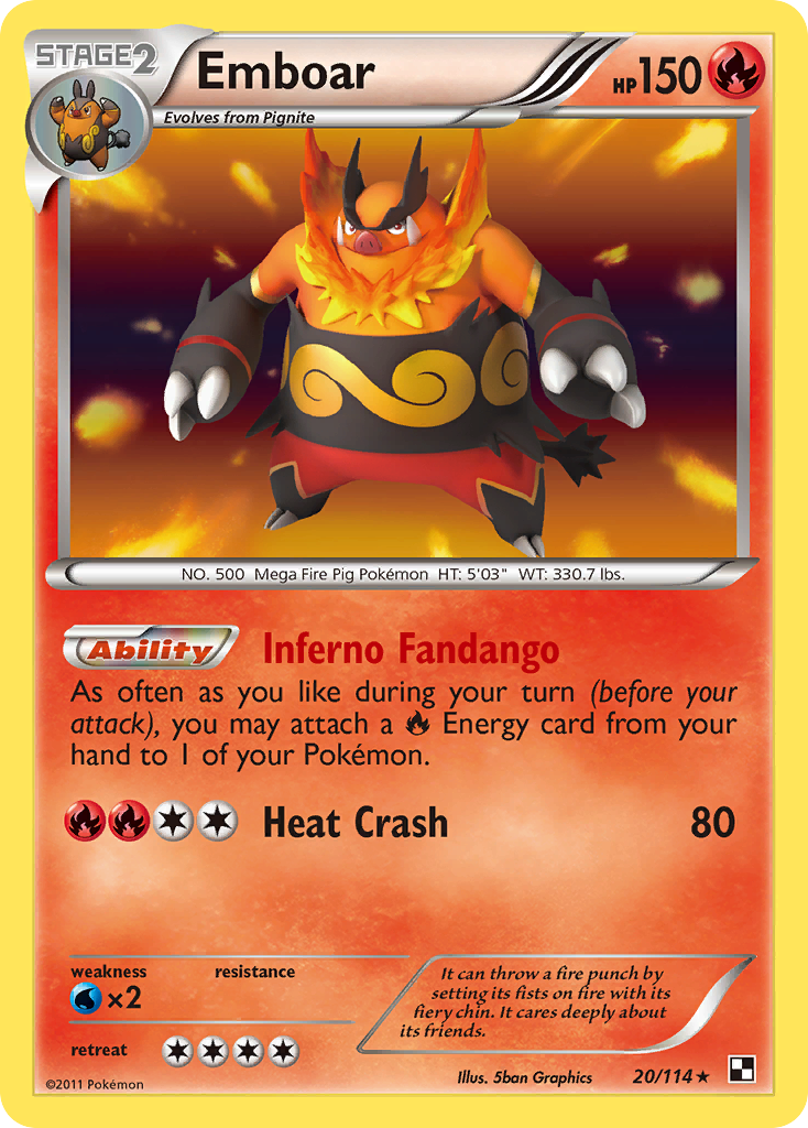 Emboar - Black & White - #20 - Pokemon TCG card