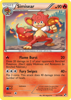 Simisear #22 Simisear - Black & White - #22 - Pokemon TCG card