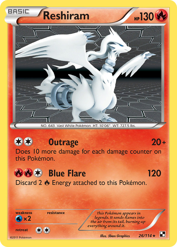 Reshiram - Black & White - #26 - Pokemon TCG card