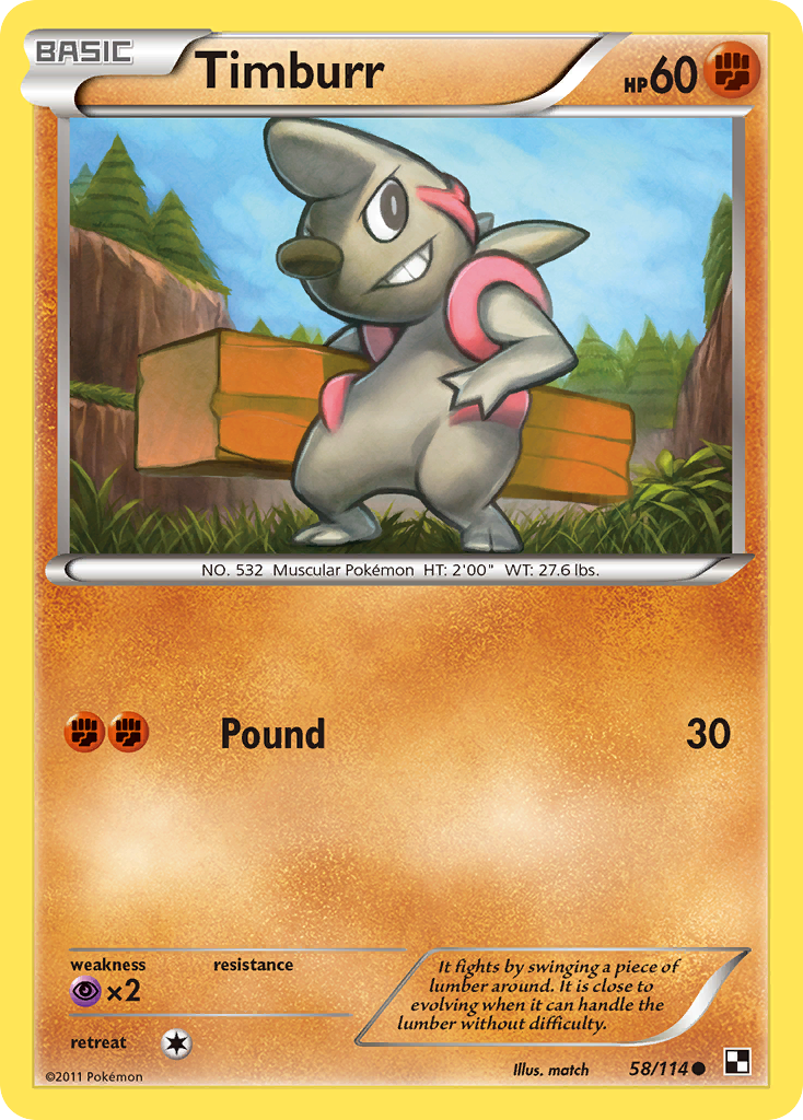 Timburr - Black & White - #58 - Pokemon TCG card