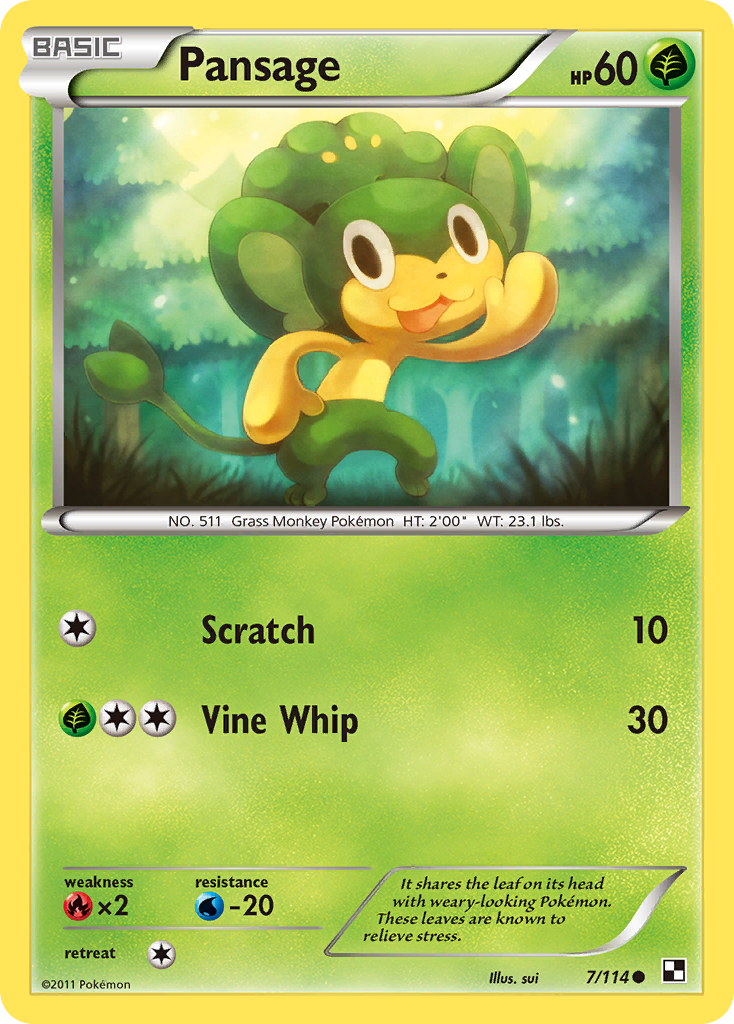 Pansage - Black & White - #7 - Pokemon TCG card