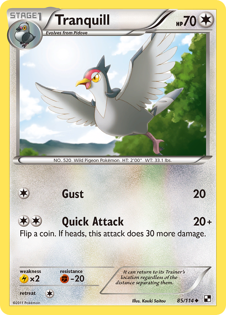 Tranquill - Black & White - #85 - Pokemon TCG card