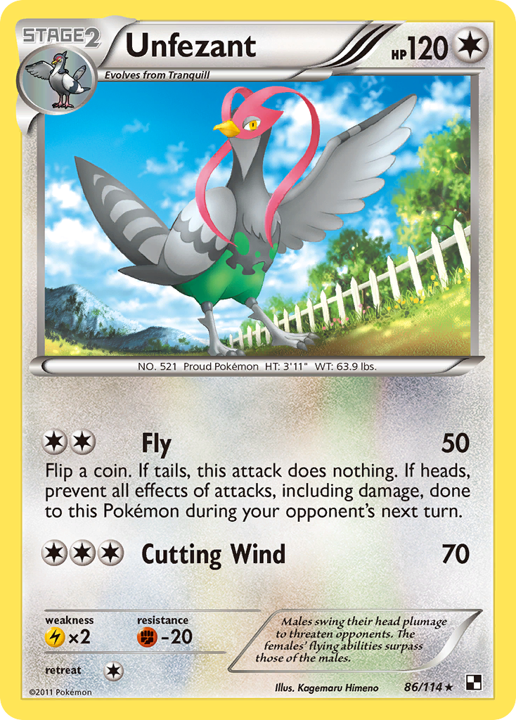 Unfezant - Black & White - #86 - Pokemon TCG card