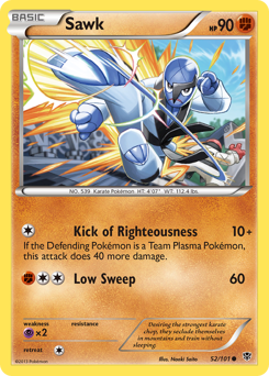 Sawk #52 Sawk - Plasma Blast - #52 - Pokemon TCG card