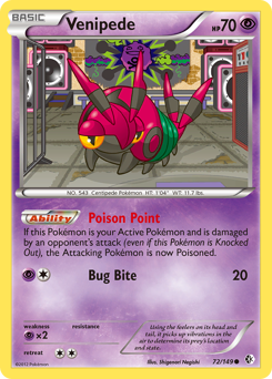 Venipede #72 Venipede - Boundaries Crossed - #72 - Pokemon TCG card