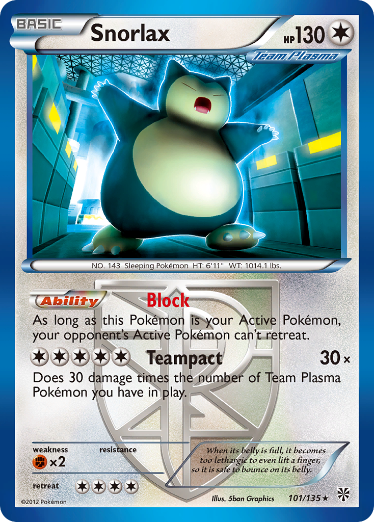 Snorlax - Plasma Storm - #101 - Pokemon TCG card