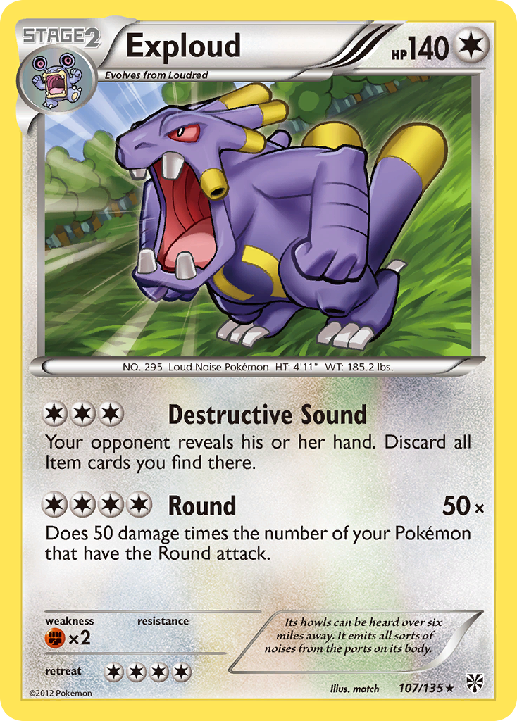 Exploud - Plasma Storm - #107 - Pokemon TCG card