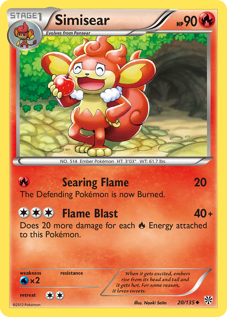 Simisear - Plasma Storm - #20 - Pokemon TCG card