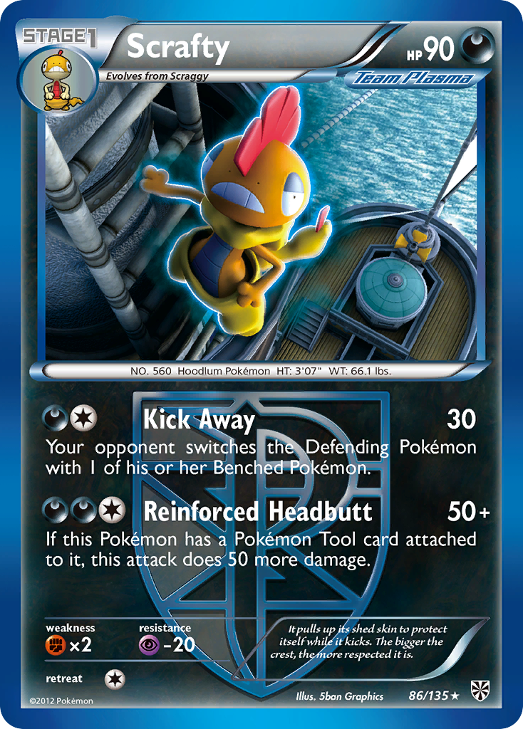 Scrafty - Plasma Storm - #86 - Pokemon TCG card