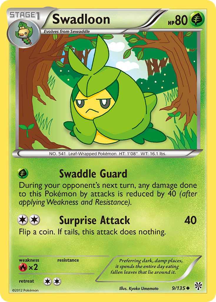 Swadloon - Plasma Storm - #9 - Pokemon TCG card