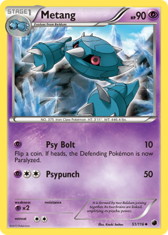 Metang - Plasma Freeze - #51 - Pokemon TCG card