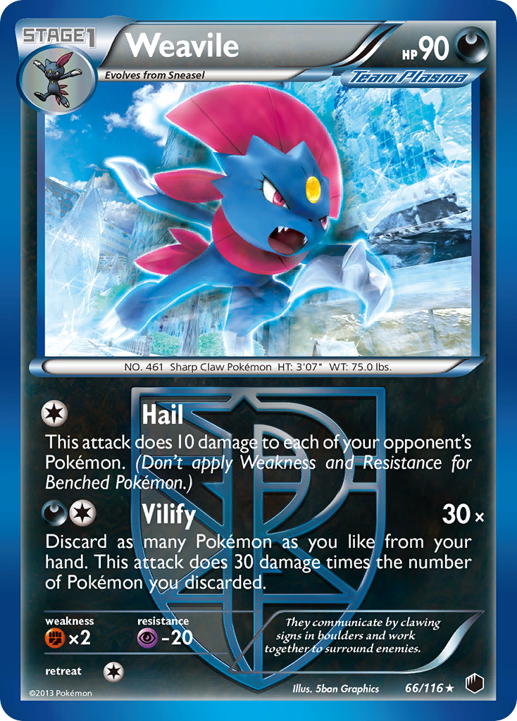 Weavile - Plasma Freeze - #66 - Pokemon TCG card