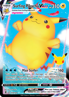 Surfing Pikachu VMAX #9 Surfing Pikachu VMAX - Celebrations - #9 - Pokemon TCG card