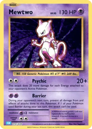 Mewtwo #014 Mewtwo - Pokémon TCG Classic - Blastoise - #014 - Pokemon TCG card