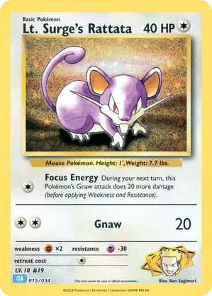 Lt. Surge’s Rattata - Pokémon TCG Classic - Blastoise - #015 - Pokemon TCG card