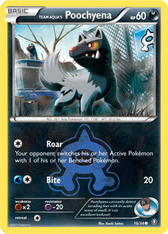 Team Aqua's Poochyena #16 Team Aqua's Poochyena - Double Crisis - #16 - Pokemon TCG card
