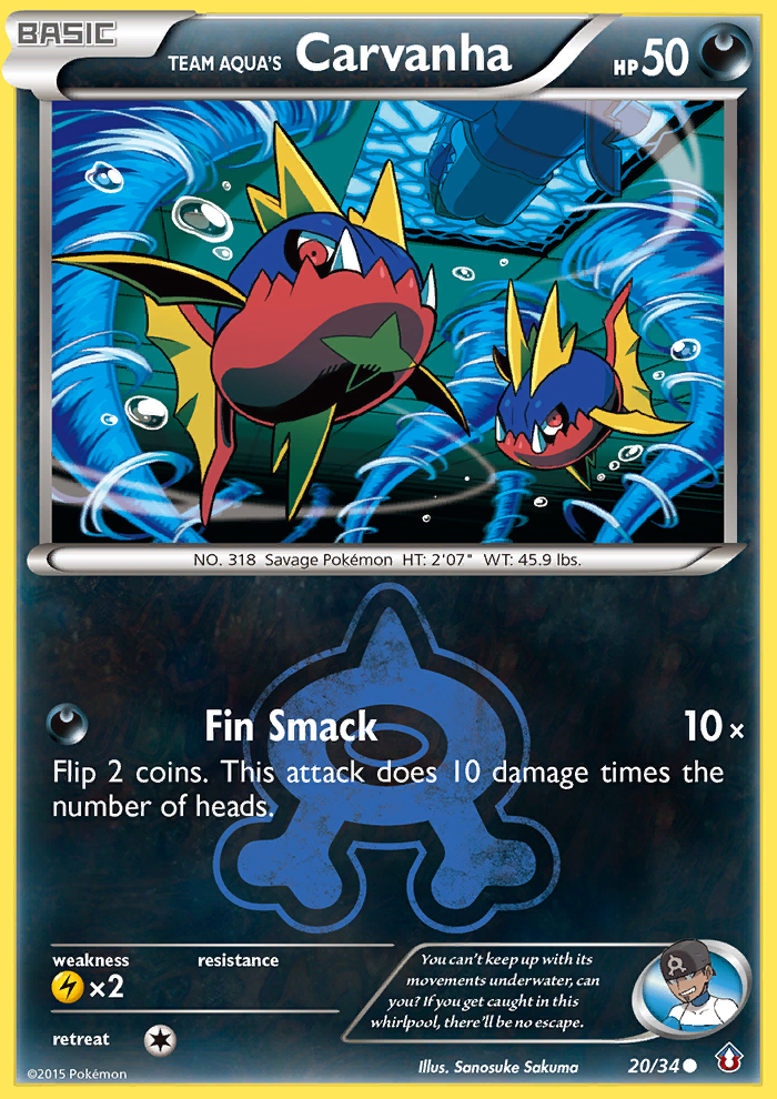Team Aqua's Carvanha - Double Crisis - #20 - Pokemon TCG card