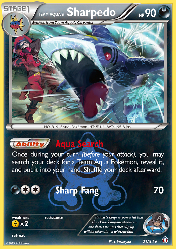 Team Aqua's Sharpedo - Double Crisis - #21 - Pokemon TCG card