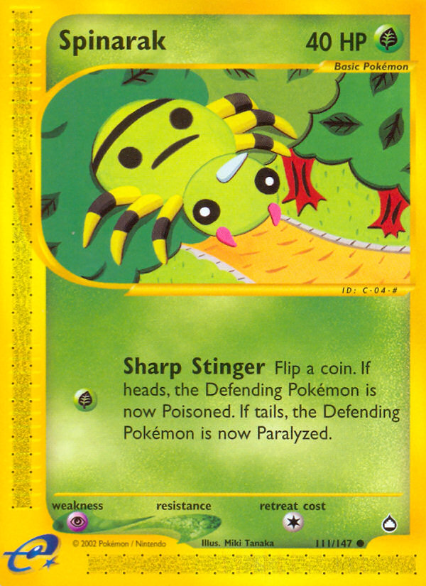 Spinarak - Aquapolis - #111 - Pokemon TCG card