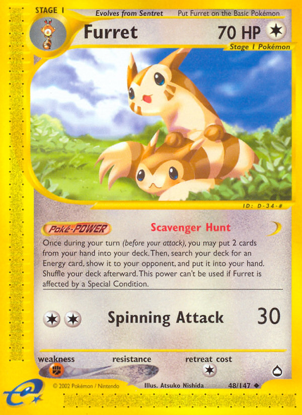 Furret - Aquapolis - #48 - Pokemon TCG card