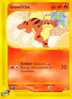 Growlithe - Aquapolis - #51 - Pokemon TCG card