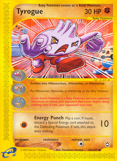 Tyrogue #63 Tyrogue - Aquapolis - #63 - Pokemon TCG card