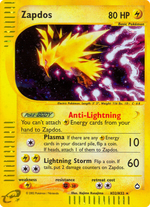 Zapdos - Aquapolis - #H32 - Pokemon TCG card