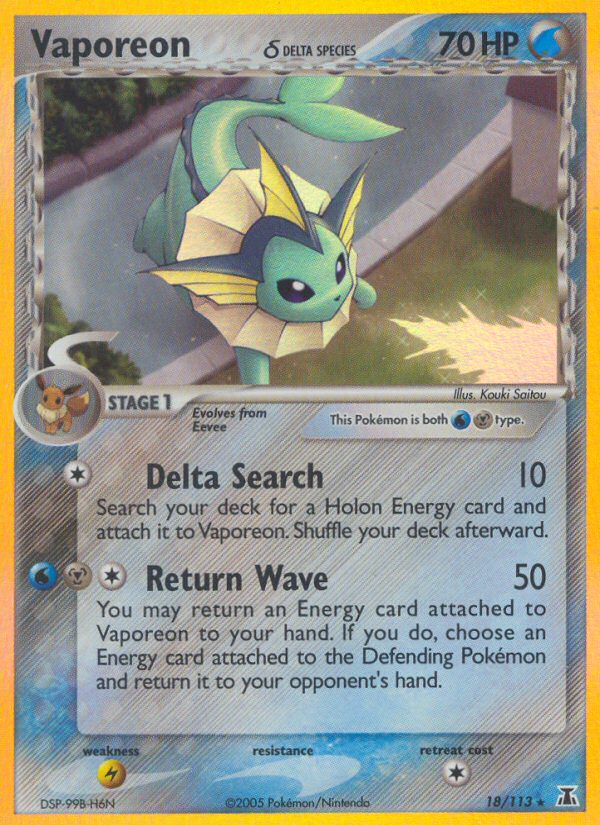 Vaporeon δ - Delta Species - #18 - Pokemon TCG card