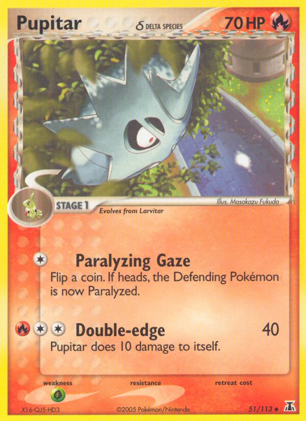 Pupitar δ - Delta Species - #51 - Pokemon TCG card