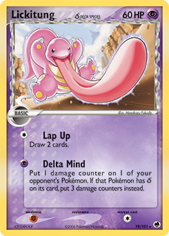 Lickitung δ #19 Lickitung δ - Dragon Frontiers - #19 - Pokemon TCG card