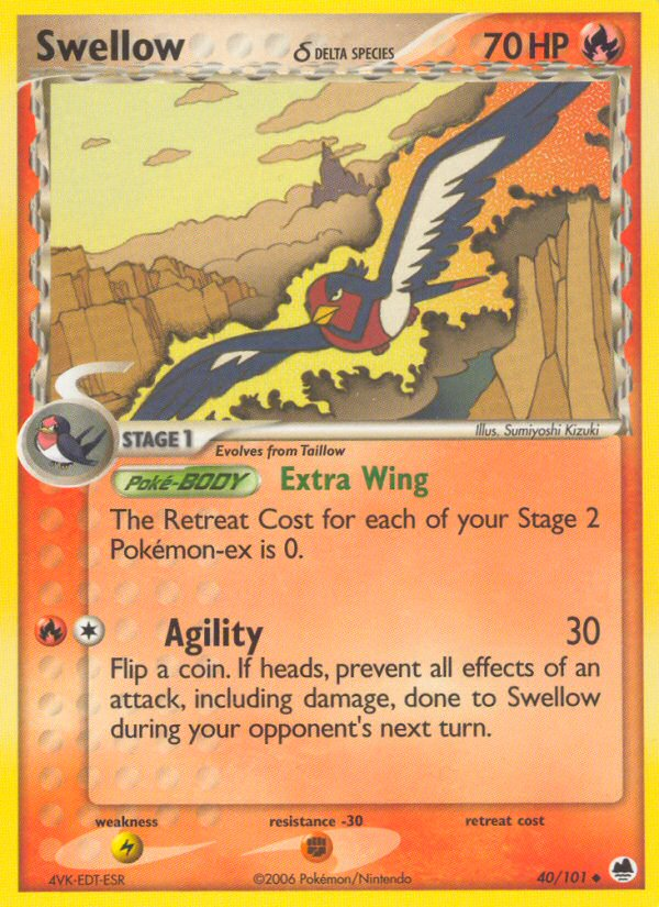 Swellow δ - Dragon Frontiers - #40 - Pokemon TCG card