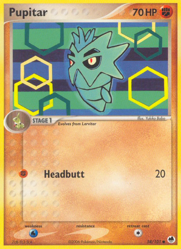 Pupitar - Dragon Frontiers - #58 - Pokemon TCG card