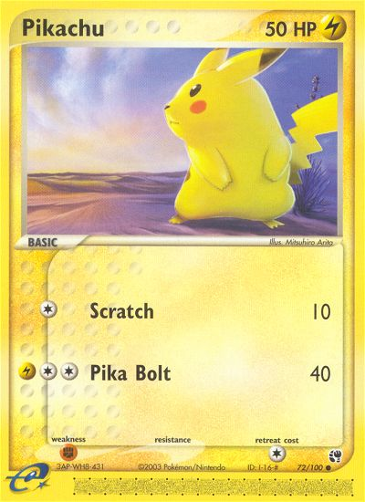 Pikachu - Sandstorm - #72 - Pokemon TCG card