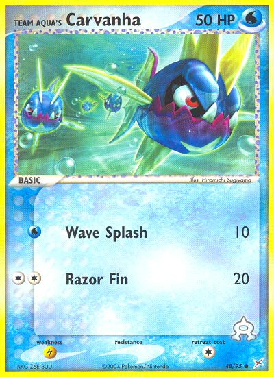 Team Aqua's Carvanha - Team Magma vs Team Aqua - #48 - Pokemon TCG card