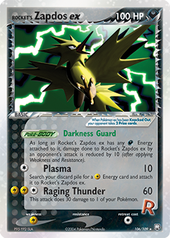 Rocket's Zapdos ex #106 Rocket's Zapdos ex - Team Rocket Returns - #106 - Pokemon TCG card