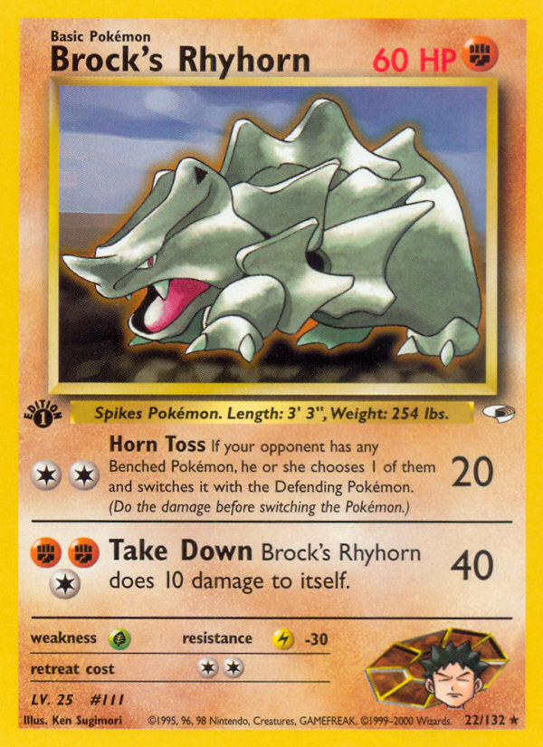 Brock's Rhyhorn - Gym Heroes - #22 - Pokemon TCG card