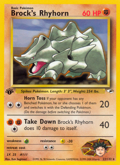 Brock's Rhyhorn #22 Brock's Rhyhorn - Gym Heroes - #22 - Pokemon TCG card