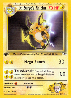 Lt. Surge's Raichu #28 Lt. Surge's Raichu - Gym Heroes - #28 - Pokemon TCG card