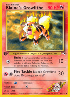 Blaine's Growlithe - Gym Heroes - #35 - Pokemon TCG card