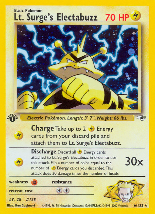 Lt. Surge's Electabuzz - Gym Heroes - #6 - Pokemon TCG card