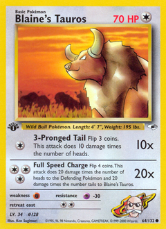 Blaine's Tauros - Gym Heroes - #64 - Pokemon TCG card